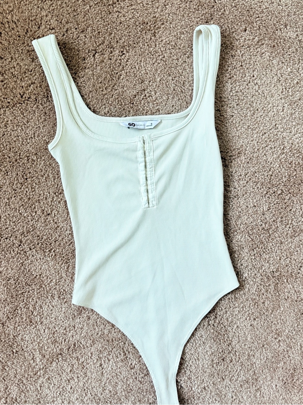 SO Ribbed Tank Bodysuit - Cream